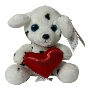 Russ Dalmation Dog With Red Heart Valentine Plush Stuffed Animal 6" Tall